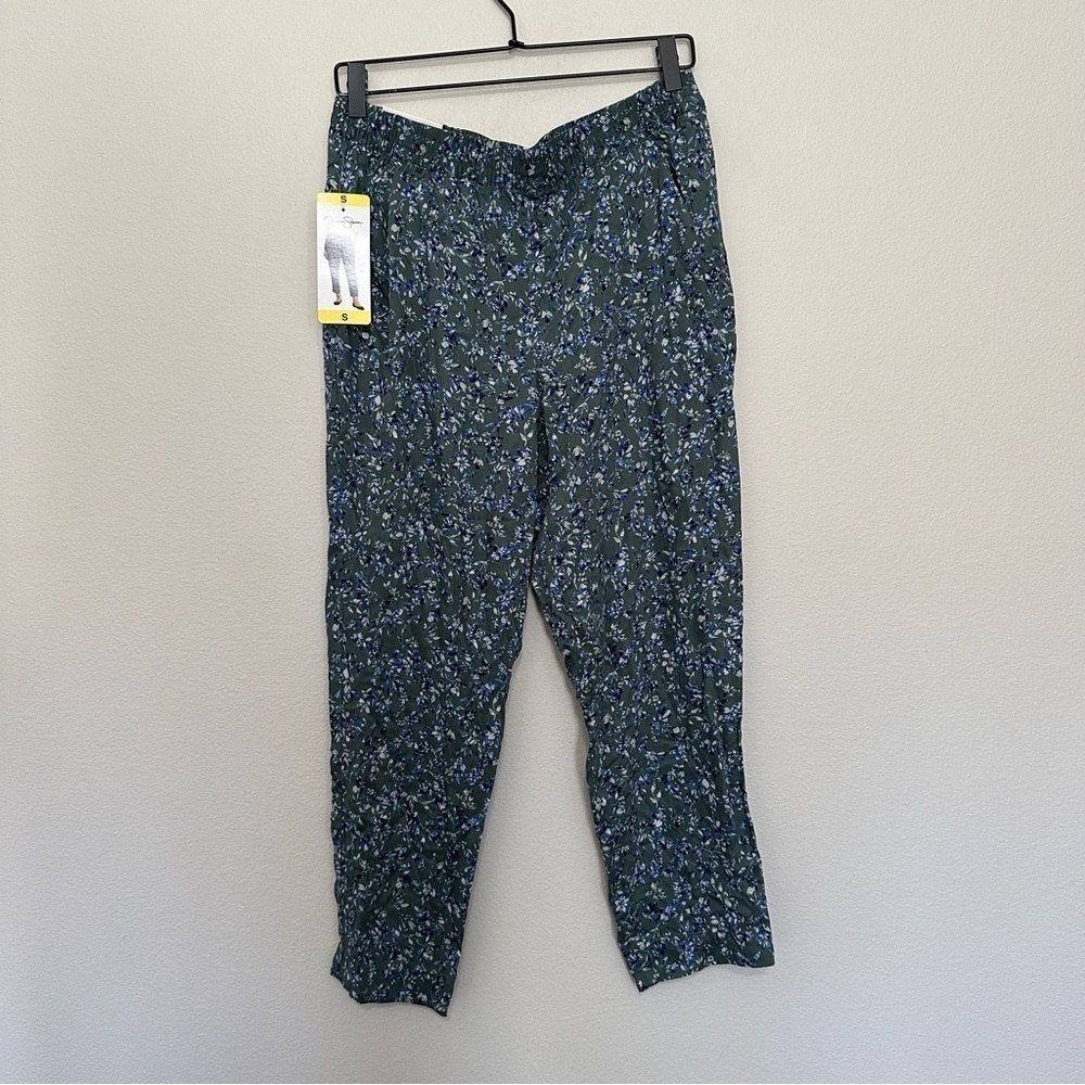 NWT Jessica Simpson cadie green & blue floral jogger pants sz.S womens